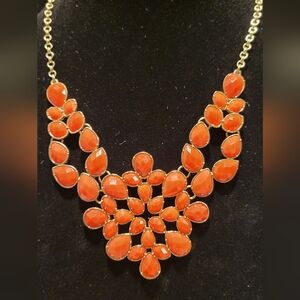 Elegant Gold and Orange Statement Necklace